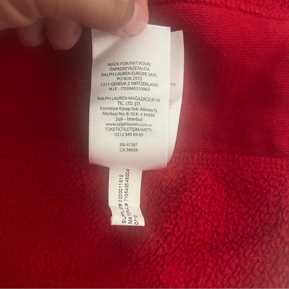 POLO RALPH LAUREN Blue Label Fleece Full Zip Hoodie Red Men Medium EUC Heavy - Picture 9 of 14